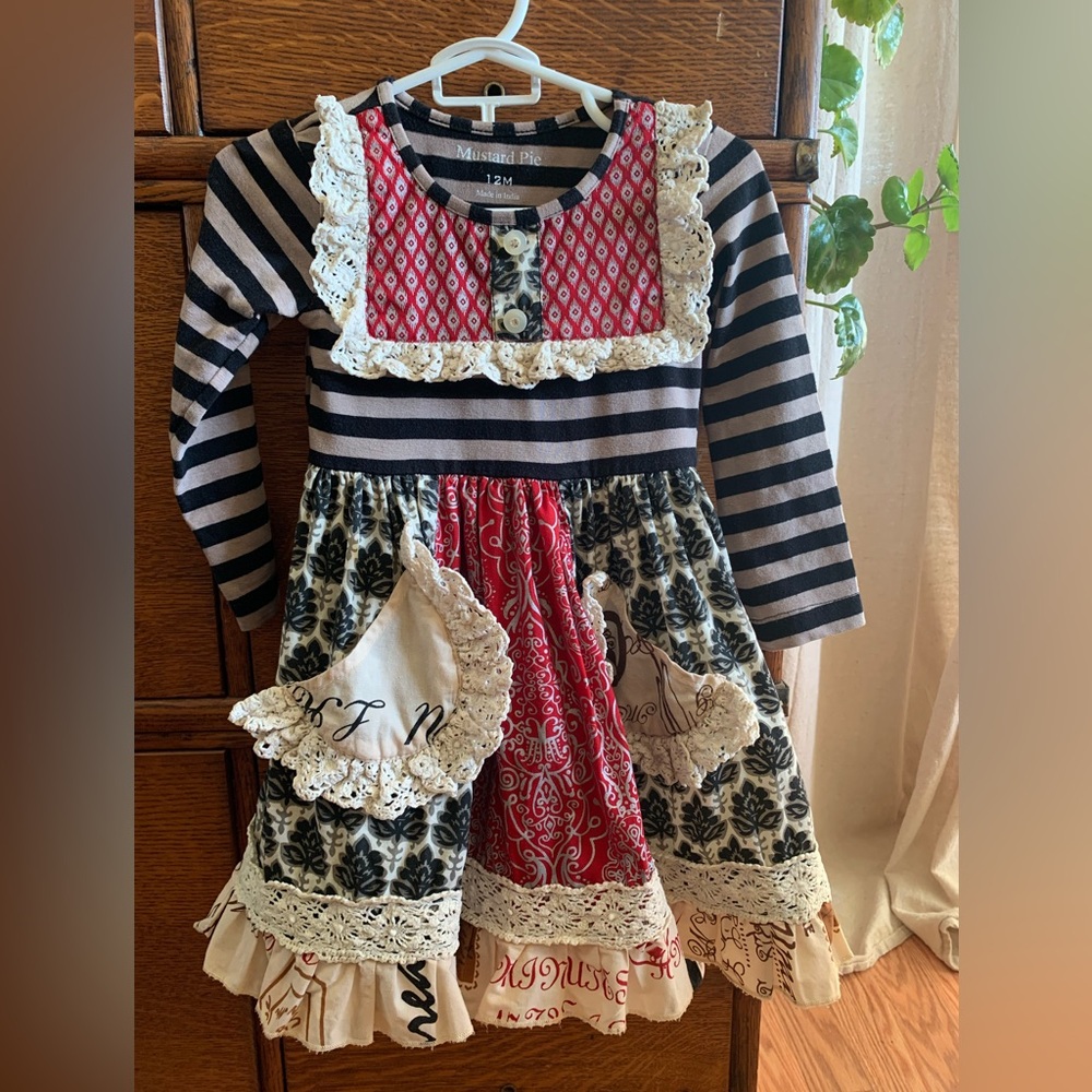 Mustard Pie  boutique matching dress and bloomers-Size 12 months